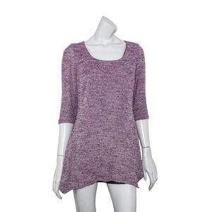 MARGI KENT scoop Neck Tunic Blouse heather purple Made in USA